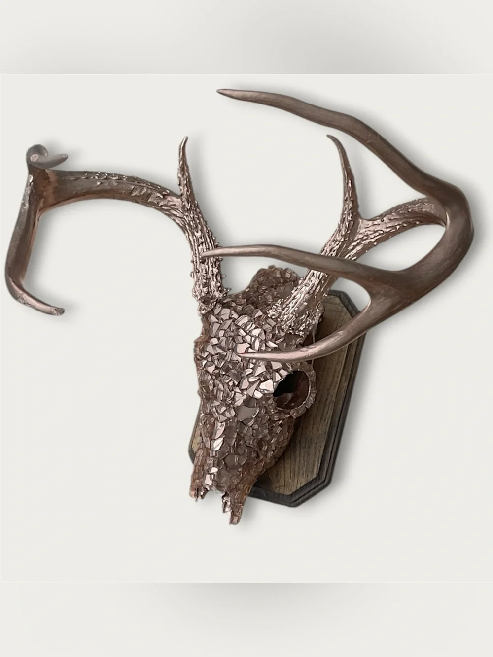Rose Gold Fireglass Bedazzled Deer Skull Wall Art Home Decor Boho taxidermy